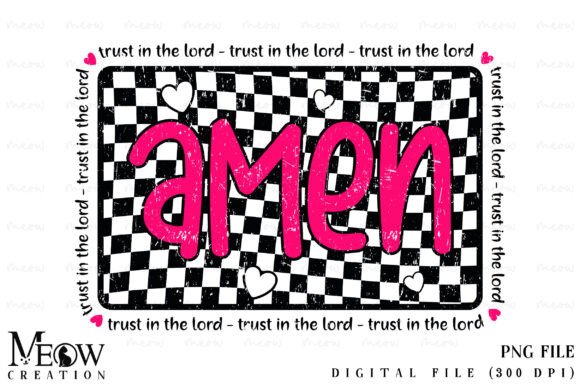 Checkered Amen PNG, Retro Christian PNG for T-Shirt Designs