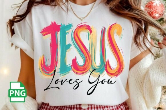 Christian PNG, Jesus Loves You PNG, Neon T-Shirt Designs
