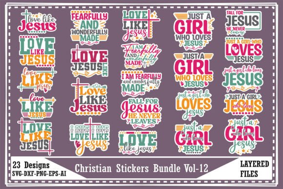 Christian Stickers Bundle Vol-12 & T-Shirt Designs
