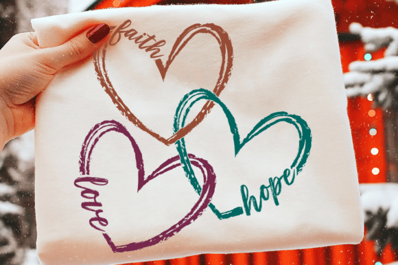 Faith Hope Love Hearts Svg, Christian Svg T-Shirt Designs