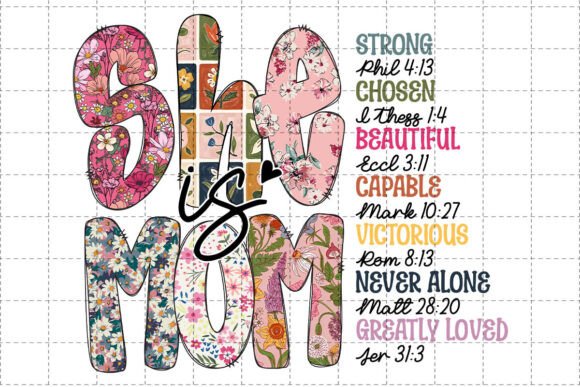 Floral She is Mom PNG, Christian Mom Png